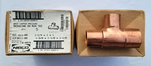 WROT Copper Pressure Reducing Run Tee Lot (5 Pieces) W-4074, Nom 1-1/4 x 1 x 1 - Picture 1 of 1