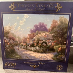 Thomas Kinkade Puzzle “Cobblestone Village” 1,000 pc size 27”x 20” New Sealed - Picture 1 of 6