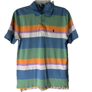 Polo Ralph Lauren Polo Shirt Boys Size XL Colorblock Stripe Vtg 90s Sz 18 - 20 - Picture 1 of 8