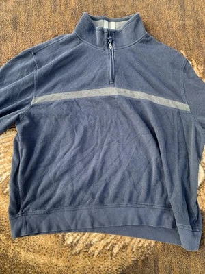 Arrow Mens 1/4 Zip Jacket Size L Blue w/ Gray Accents Stripe 100% Cotton 3xl - Image 1 of 4