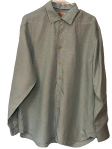 Tommy Bahama Button Up Shirt Men L Mint Linen Relaxed Long Sleeve With Pocket - Picture 1 of 13