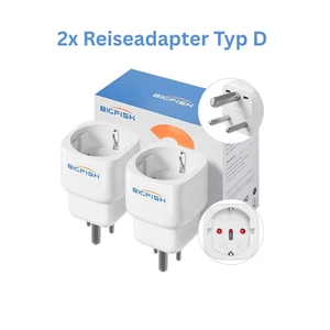 2x Adapter für Südafrika und Indien zu EU Adapter Namibia Reiseadapter Typ D - Bild 1 von 3