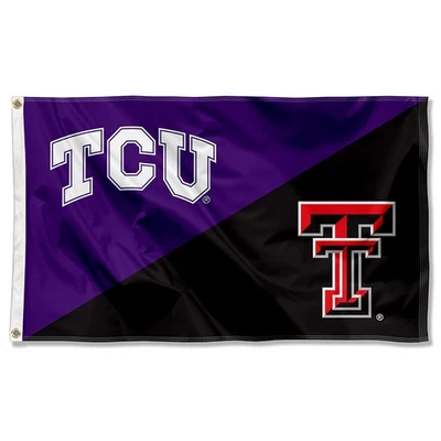 TCU Horned Frogs vs Texas Tech House Divided 3x5 Flag Banner - Image 1 of 4