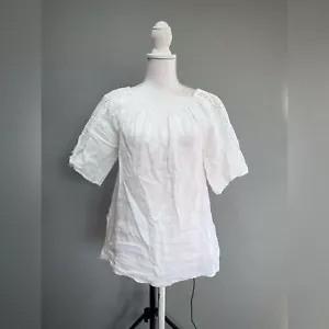White Terzo Millennio Linen Peasant Top Size S EUC - Picture 1 of 5