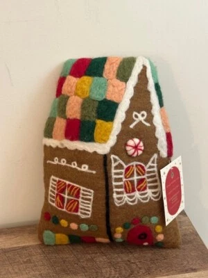 NEW*Pottery Barn Kids Rifle Paper Felt Gingerbread House Pillow* Christmas*NWT - Image 1 of 4
