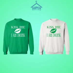 Sudadera Unisex Cuello Redondo Fiesta Irlandesa Día de San Patricio Besa Estoy Borracho - Imagen 1 de 4