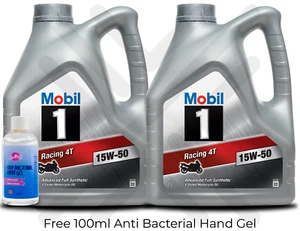 Mobil 1 RACING 4T 15W50 4-Stroke Oil Fully Syn 8L 8 Litres + FREE GIFT - Picture 1 of 2