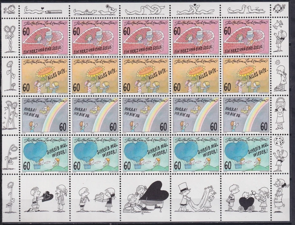Liechtenstein 1995 Greeting Stamps, Art MNH** - Image 1 of 1