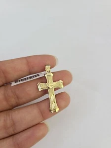 10k Jesus Cross Charm Pendant REAL 10Kt Yellow Gold Genuine Religious. - Picture 1 of 5