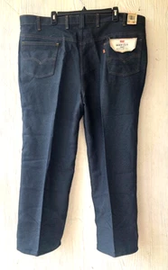 NOS 1970's Levis 46x34 10517 Bootcut Blue Polyester Faux Denim Jeans Bell Bottom - Picture 1 of 8