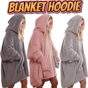 Hoodie Blanket Reversible Oversized Ultra Plush Sherpa Giant Hooded Sweatshirt - Picture 1 of 25