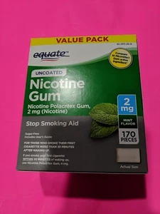 EQUATE, UNCOATED MINT Nicotine Gum Count 170 PIECES 2MG Ct FREE SHIP 1/26 # 160 - Picture 1 of 4