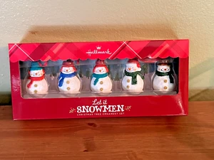 VINTAGE HALLMARK CHRISTMAS LET IT SNOWMEN BOX SET OF 5 ORNAMENTS - Picture 1 of 6