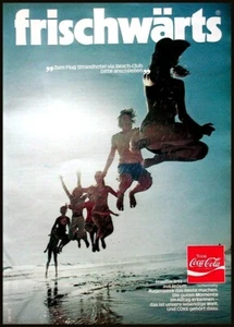 Coca Cola, Coke, originale Werbung aus 1972 "Frischwärts".... am Strand - Bild 1 von 1