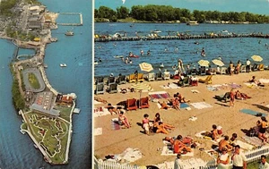 Indian Beach On Lake Shafer playa aérea vistas múltiples Monticello, IN postal de colección - Imagen 1 de 2