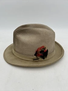 Vintage Stetson Stark & Legum Suede Beige Fedora Hat Size 7 1/4 Made In USA - Picture 1 of 11