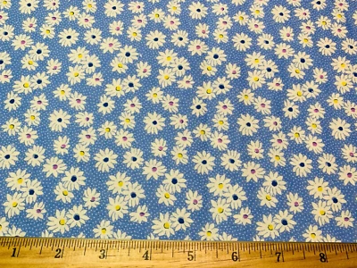 1930s Repro Blue Daisies Floral NANA MAE 6 Cotton Fabric H Glass FQ - Image 1 of 4