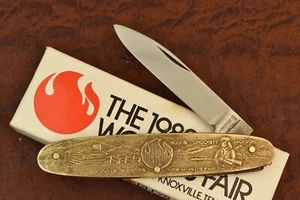 VINTAGE PARKER CUT CO JAPAN 1982 WORLDS FAIR BRASS PEN KNIFE KNOXVILLE (20559) - Picture 1 of 6