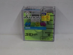 Imation Neon Diskettes IBM 2HD 3.5" 1.44mb Floppy Disks USA New Sealed 10 Pack - Afbeelding 1 van 6
