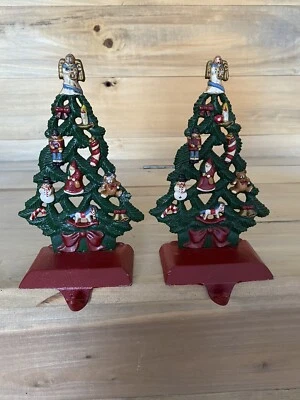 Pair Of Midwest Cannon Falls Christmas Tree Cast Iron Stocking Hangers  — 第 1/4 张图片