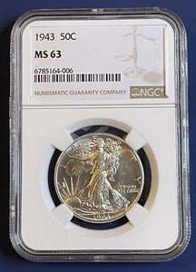 1943 50c Walking Liberty Half Dollar - NGC MS 63 - Picture 1 of 4
