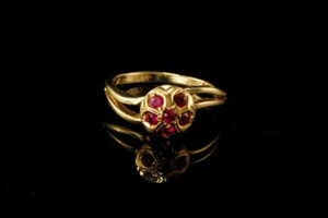VINTAGE RING ROT ROSA RUBIN 14K GELBGOLD BLUME GLM - Bild 1 von 4