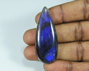 Natural Blue Flashy Labradorite Pear Shape Loose Stone Flatback Cabochon 57 Ct - Picture 1 of 3
