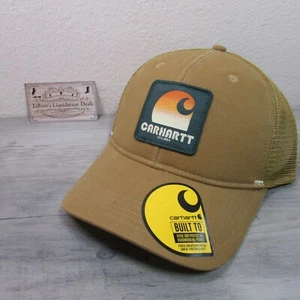 Carhartt Canvas C Patch Meshback Adjustable Snapback Trucker Cap Hat Brown AH613 - Picture 1 of 2