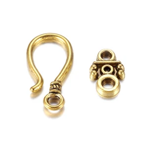 10 Sets Tibetan Alloy Hook and Eye Clasps Filigree Antique Gold Closure 24x14mm - Picture 1 of 2