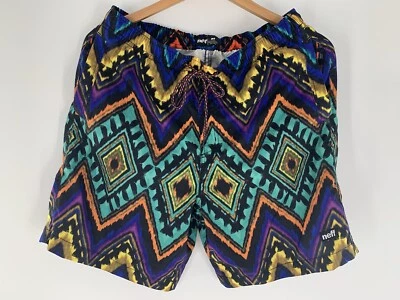 Men’s Neff Board Shorts Multi Colored Aztec Print Fresh Prince Swim Trunks Sz M - Image 1 of 4