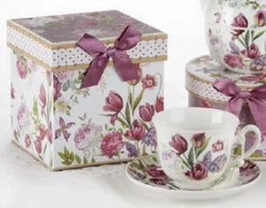 Delton Porcelain Teacup & Saucer Gift Set TULIP - Picture 1 of 1