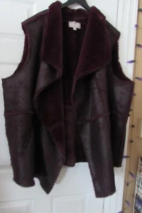 WOMAN WITHIN size 4X 34/36 faux suede/faux fur polyester heavy vest jacket - Picture 1 of 7