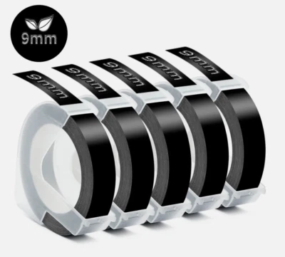 PRINTER-MALL 5PK Label Replace for Dymo 3D 9mm Plastic Embossing Tape Xpress Label Maker 3/8"