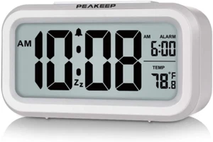 Night Light Digital Alarm Clock Battery Operated with Indoor Temperature, Desk S - Picture 1 of 12