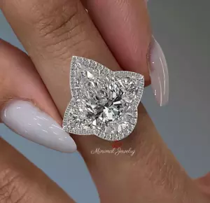 23 Karat Birnenschliff 925 Silber Moissanit Verlobungsring Solitär Cocktail Hochzeit - Bild 1 von 6