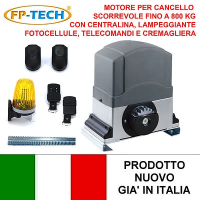 FP-TECH MOTORE CANCELLO SCORREVOLE 800 KG KIT AUTOMAZIONE 370W CENTRALINA APRICANCELLO