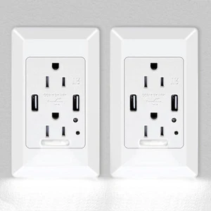 2× Bathroom Lighting 4.2A USB Outlet Receptacle Tamper Resistant with Wall Plate - Bild 1 von 12