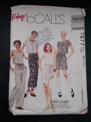 McCalls 7677 vintage sewing pattern misses' tops, sarong, pants & shorts sz 4-8 - image 1 of 4