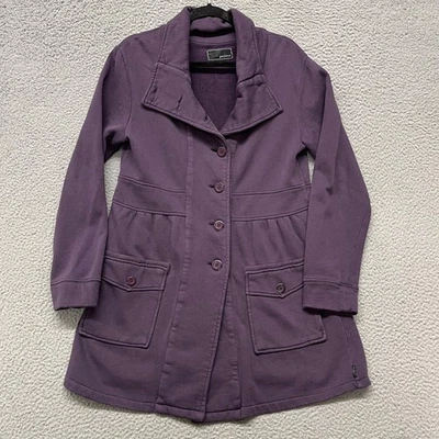 Chaqueta Prana Mujer L Púrpura Terry Francés Línea Larga Clásica Bolsillos Exterior Foto 1 de 4