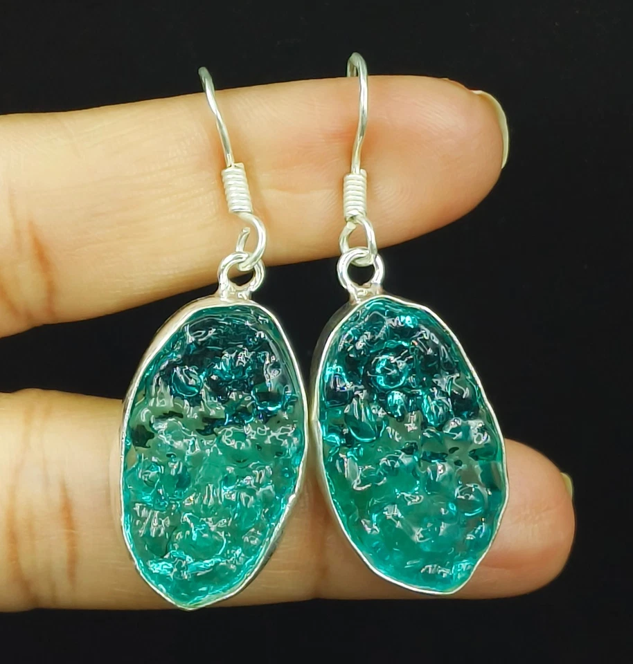 Piedras preciosas hechas a mano de moldavita natural de plata de ley 925 regalo para mujer Foto 1 de 1