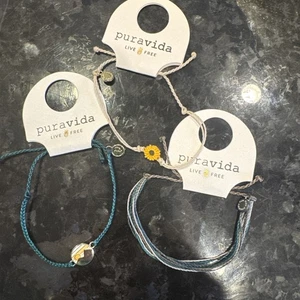 Pura Vida 3er Set Armbänder Twin Leaks, Sonnenblume Neu mit Etikett - Bild 1 von 7