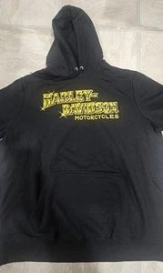 Harley Davidson Black Graphic Hoodie Pullover Sweatshirt Jacket Authentic - Picture 1 of 6