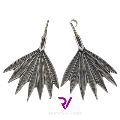 Mint Mignon Faget Palmetto Frond Woodlands Sterling Silver & 14k Hook Earrings - Image 1 of 4