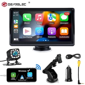 7" Portátil Radio De Coche Inalámbrica Carplay & Android Auto BT AUX USB +Cámara - Imagen 1 de 22