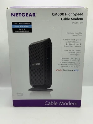 NETGEAR CM600 HIGH SPEED CABLE MODEM DOCSIS 3.0 Open Box Never Used - Image 1 of 4
