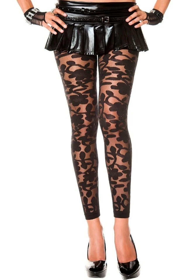 NUEVO Sexy PIERNAS DE MÚSICA TEJIDAS opacas DISEÑO FLORAL sin pies MALLAS leggins MEDIAS Foto 1 de 1