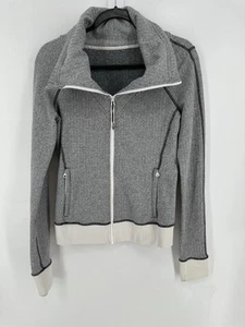 Lululemon Be Present Damenjacke grau meliert Fischgrätmuster durchgehender Reißverschluss 10 lesen - Bild 1 von 15