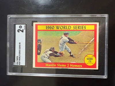 1961 Topps #307 Mantle Slams 2 jonrones 1960 Serie Mundial Juego 2 SGC 2 se ve mejor Foto 1 de 2