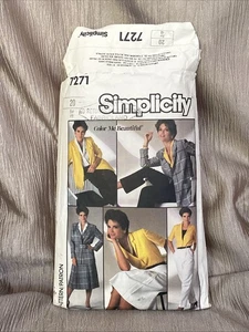 Simplicity Sewing Pattern 7271 Skirt Pants Blouse Jacket Misses Size 20 1986 - Picture 1 of 3