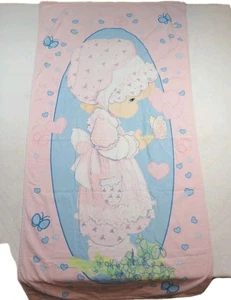 Vintage 2003 Precious Moments Towel Pink Butterfly Girly Feminine Pastel Pretty - Picture 1 of 8